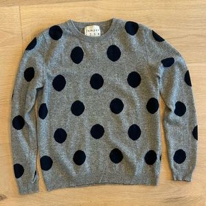 Jumper 1234 chashmere grey and black polka dot crew neck sweater